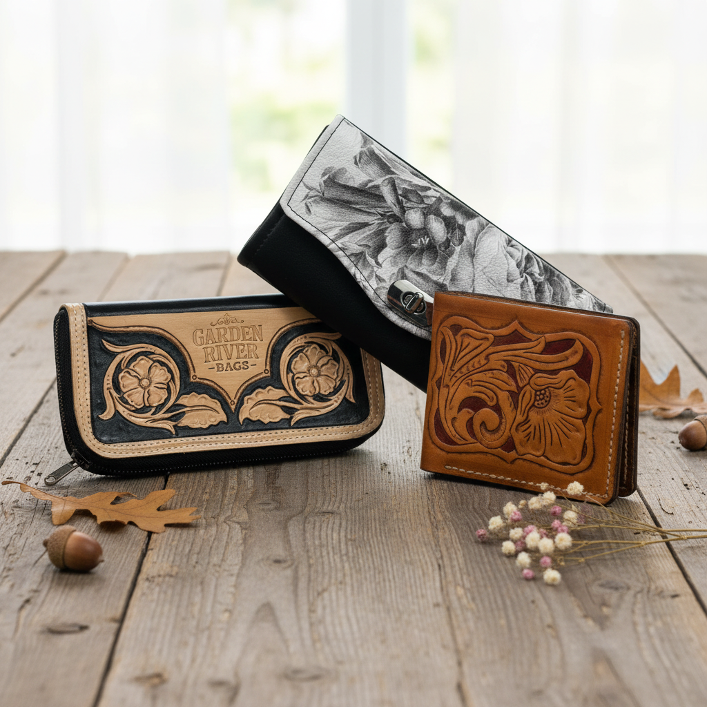 Turwork Wallet Handmade Leather Wallets for Men & Women - Garden River Bags