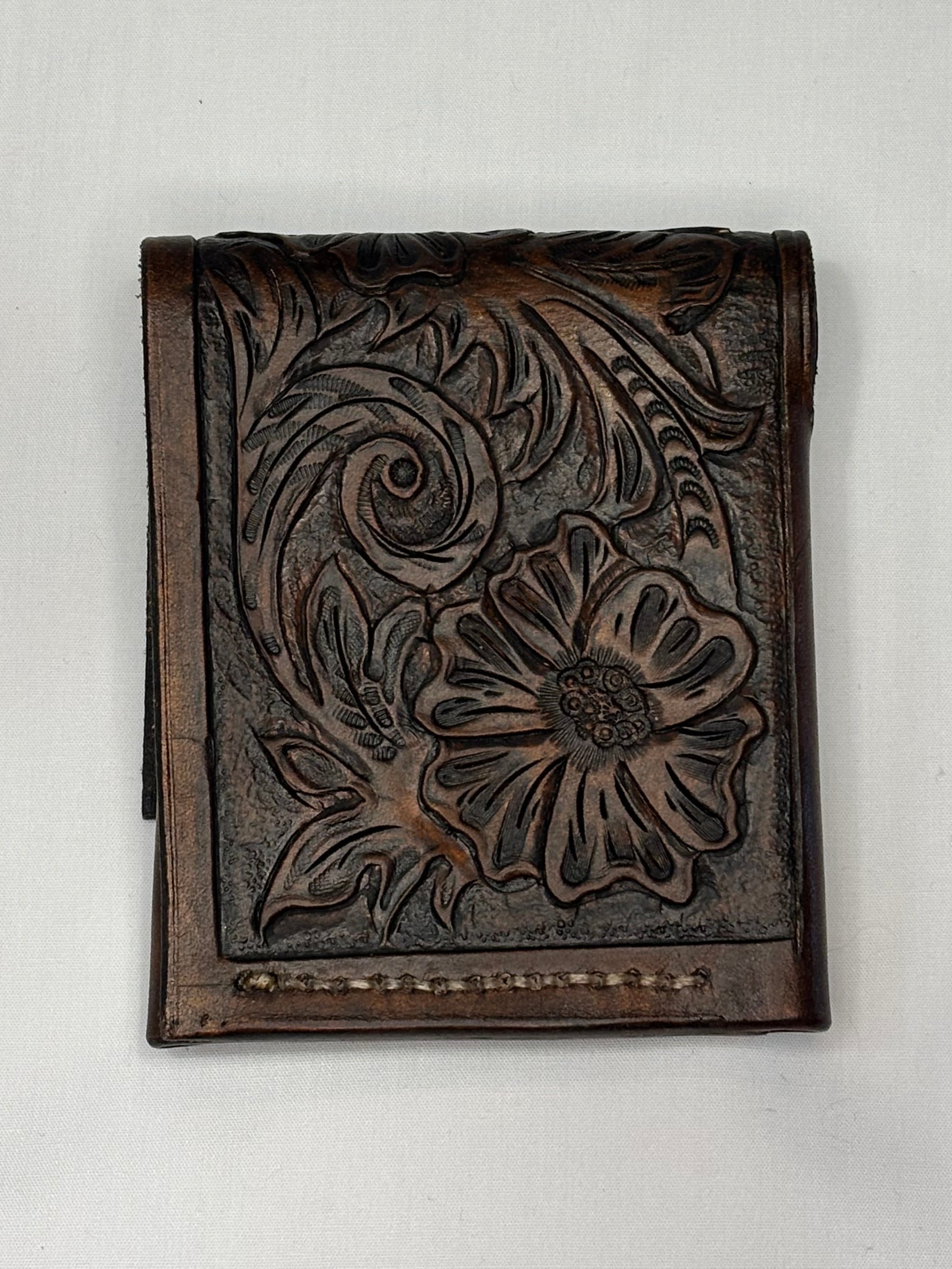 Hand tooled simple mini wallet