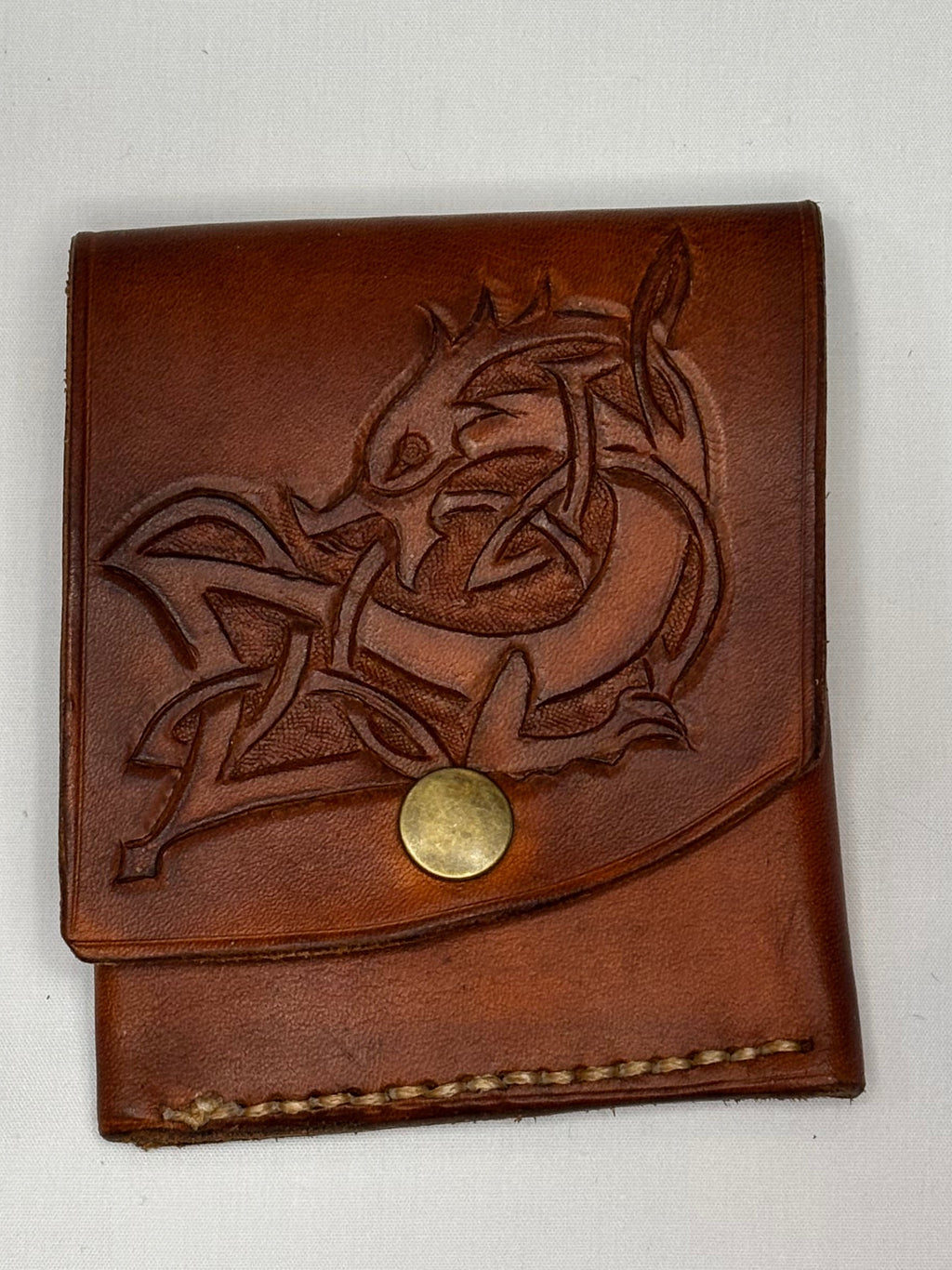 Hand tooled simple mini wallet