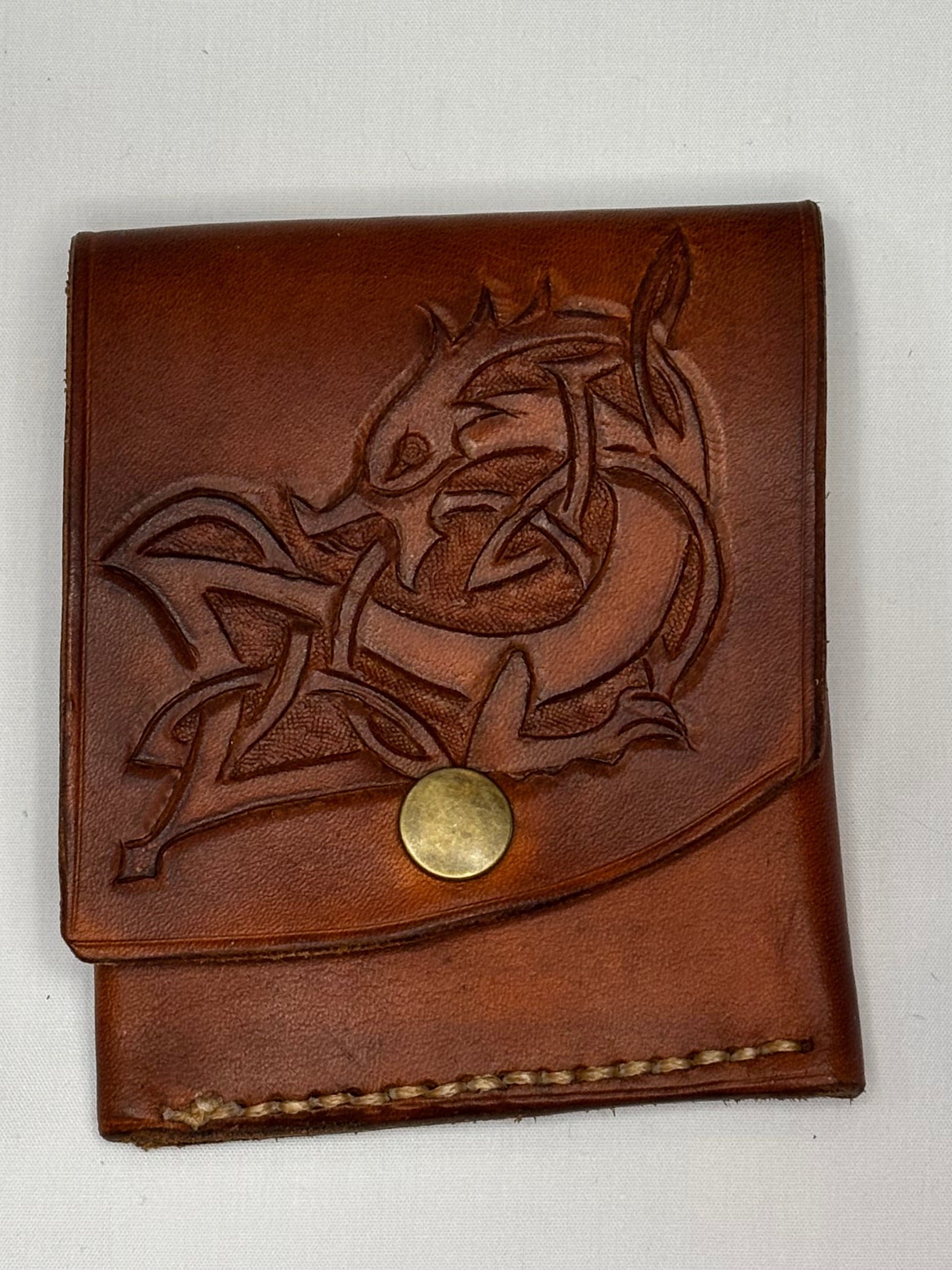 Hand tooled simple mini wallet