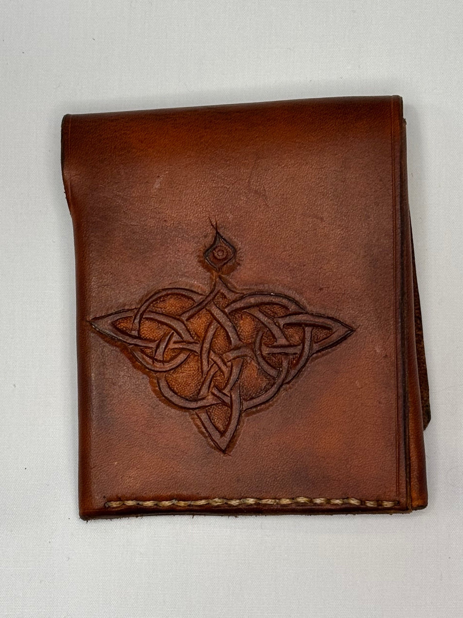 Hand tooled simple mini wallet