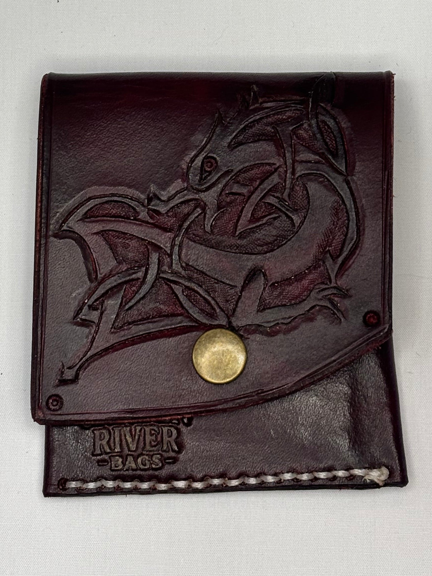 Hand tooled and hand stitched simple mini wallet