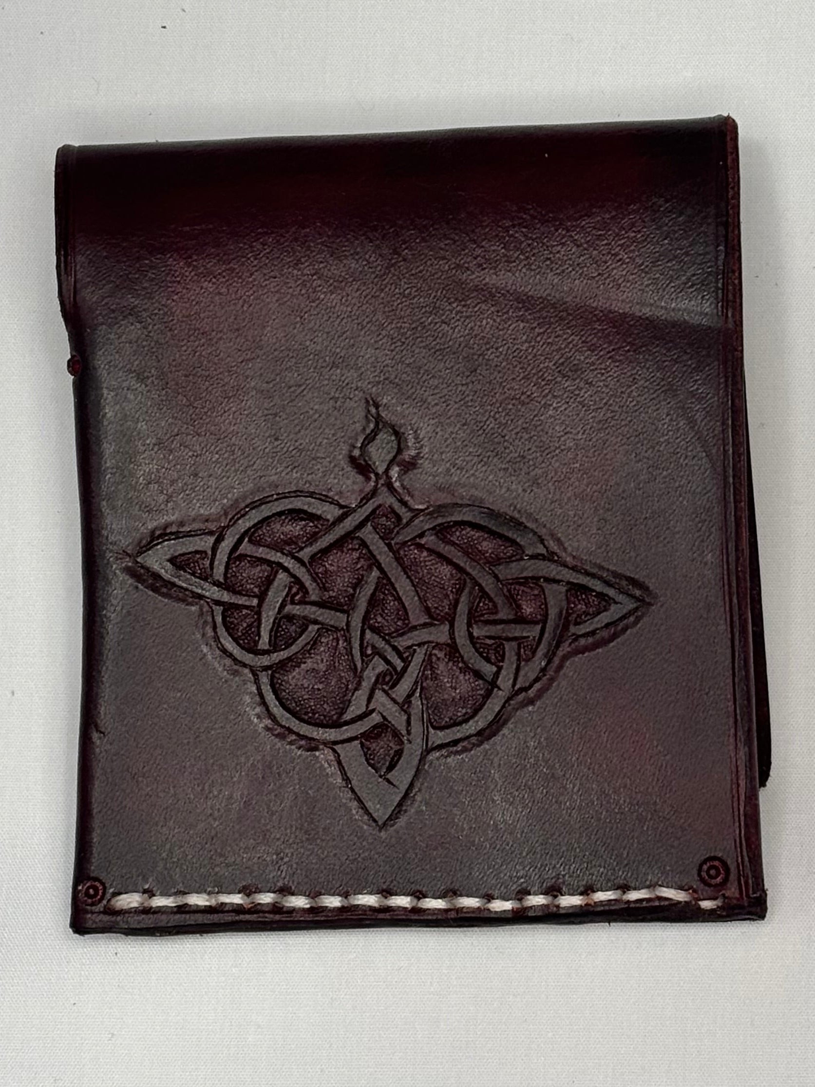 Hand tooled and hand stitched simple mini wallet