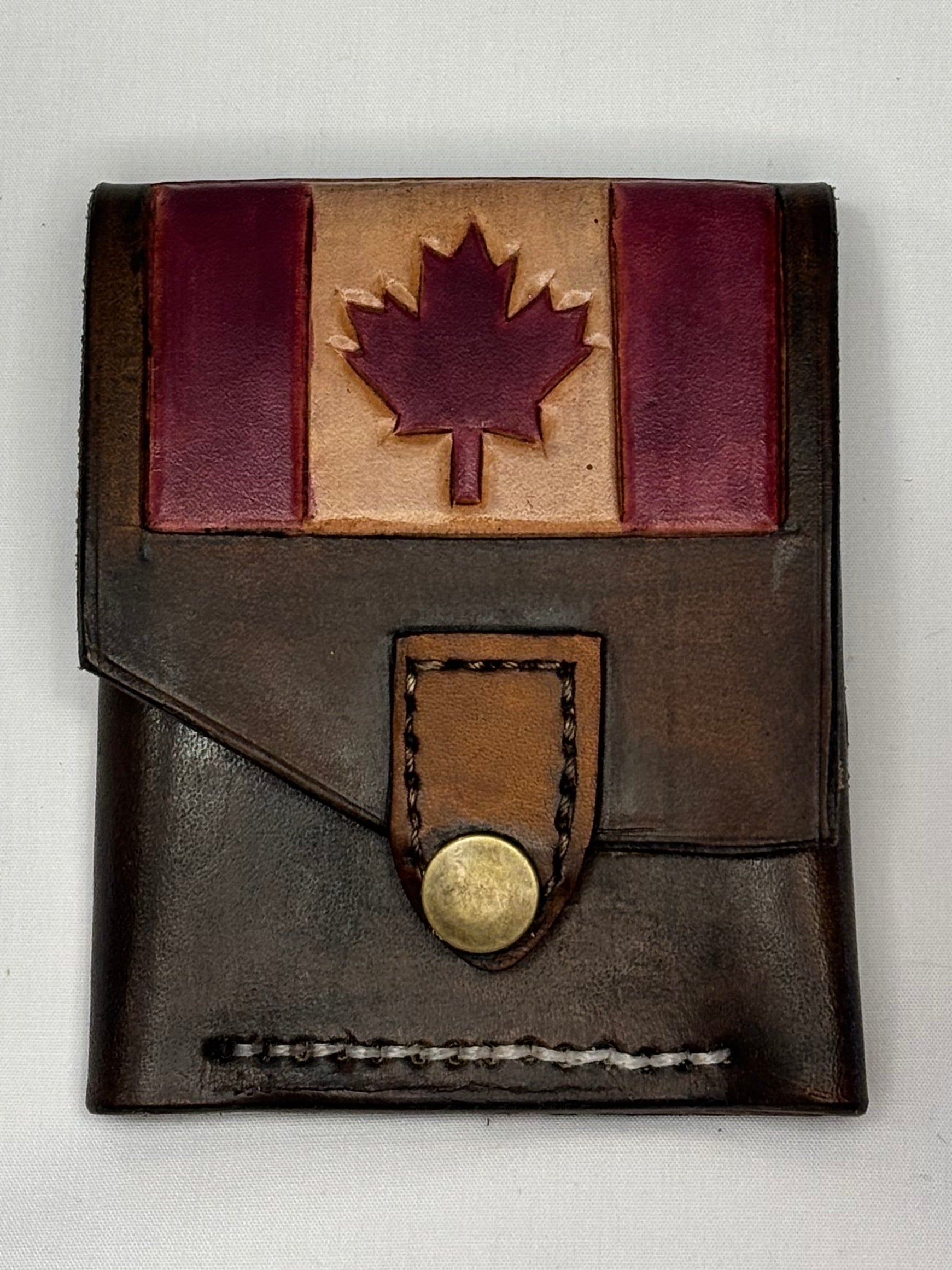 Hand tooled and hand stitched simple mini wallet