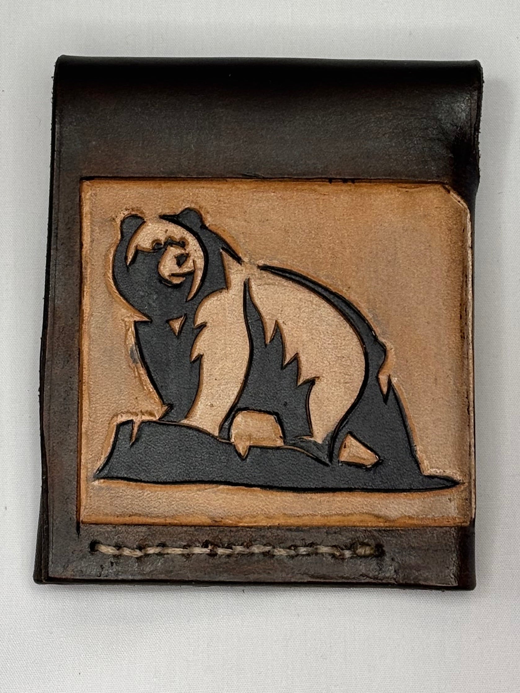 Hand tooled and hand stitched simple mini wallet