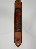 Classic style hand tooled leather wrist strap
