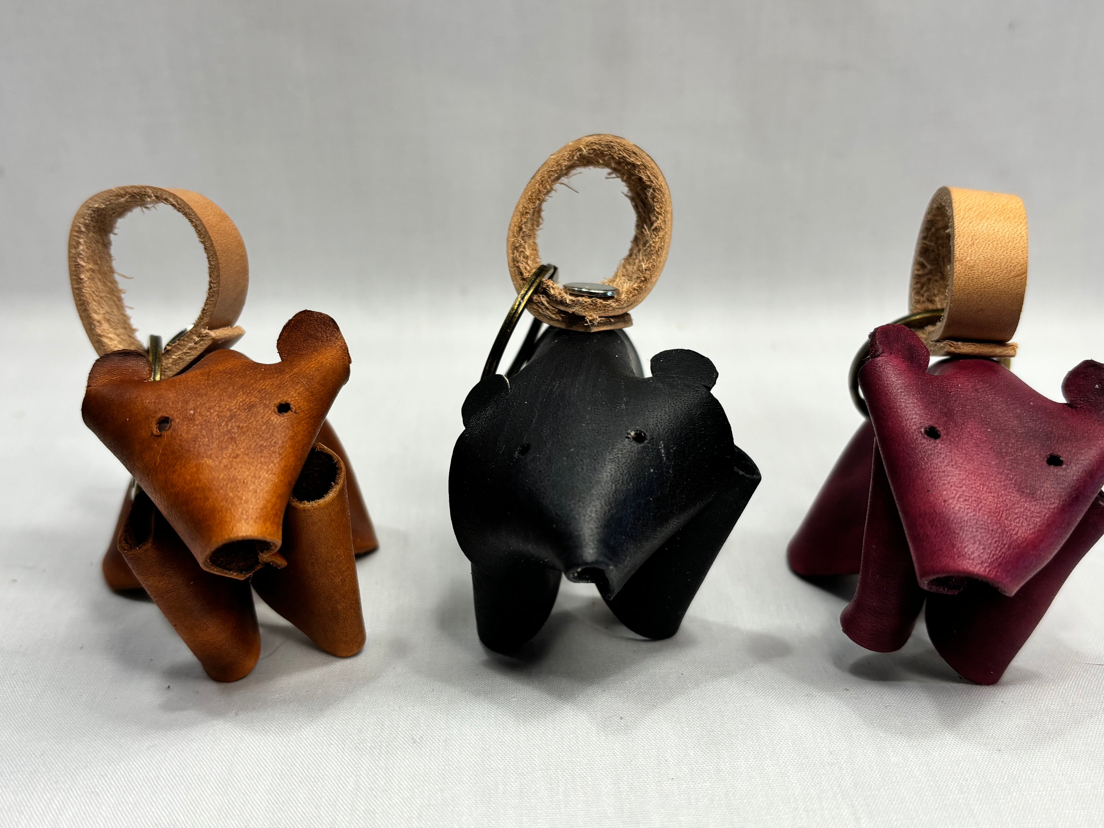 Leather Bear key chain