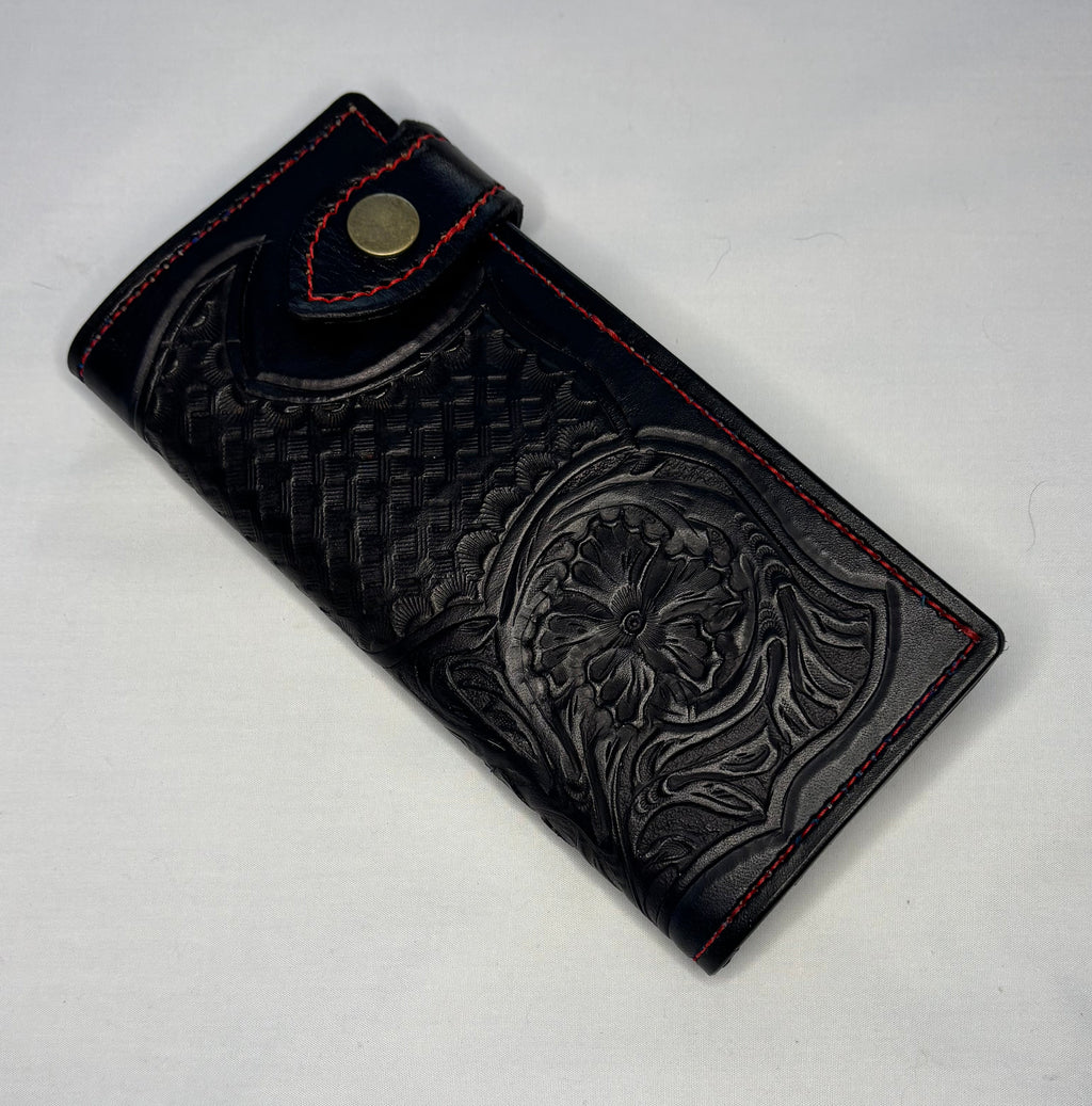 Hand tooled leather Long Wallet