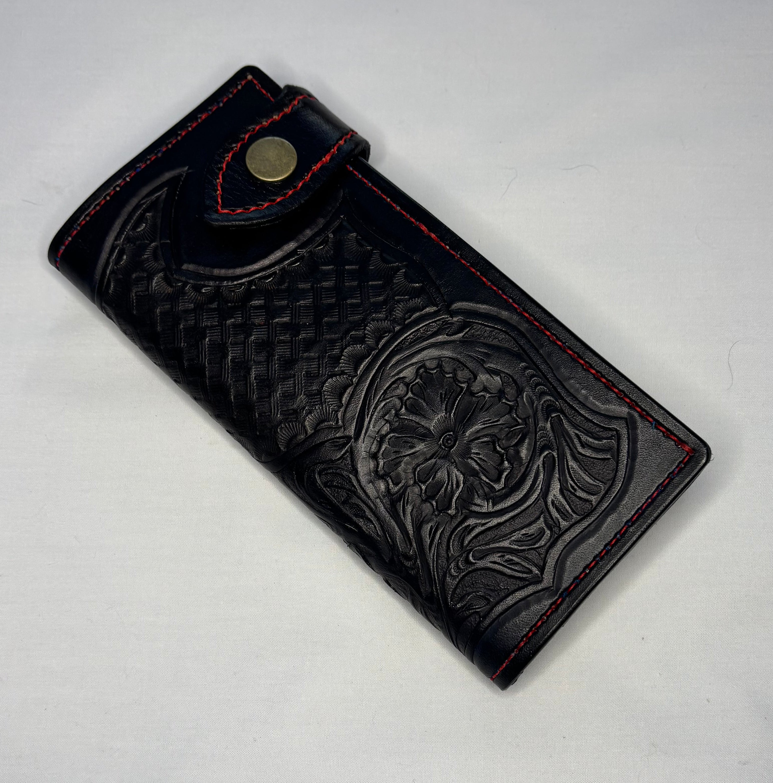 Hand tooled leather Long Wallet