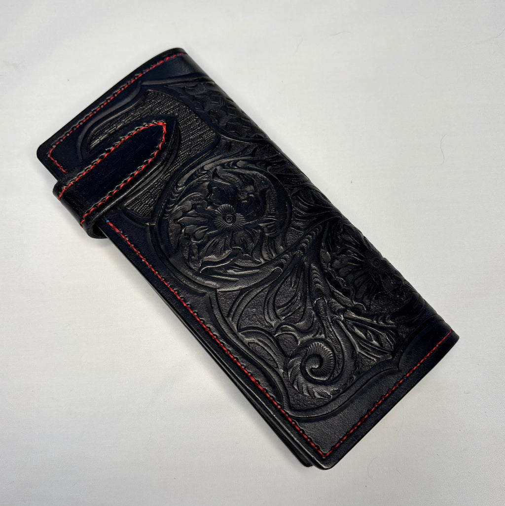 Hand tooled leather Long Wallet