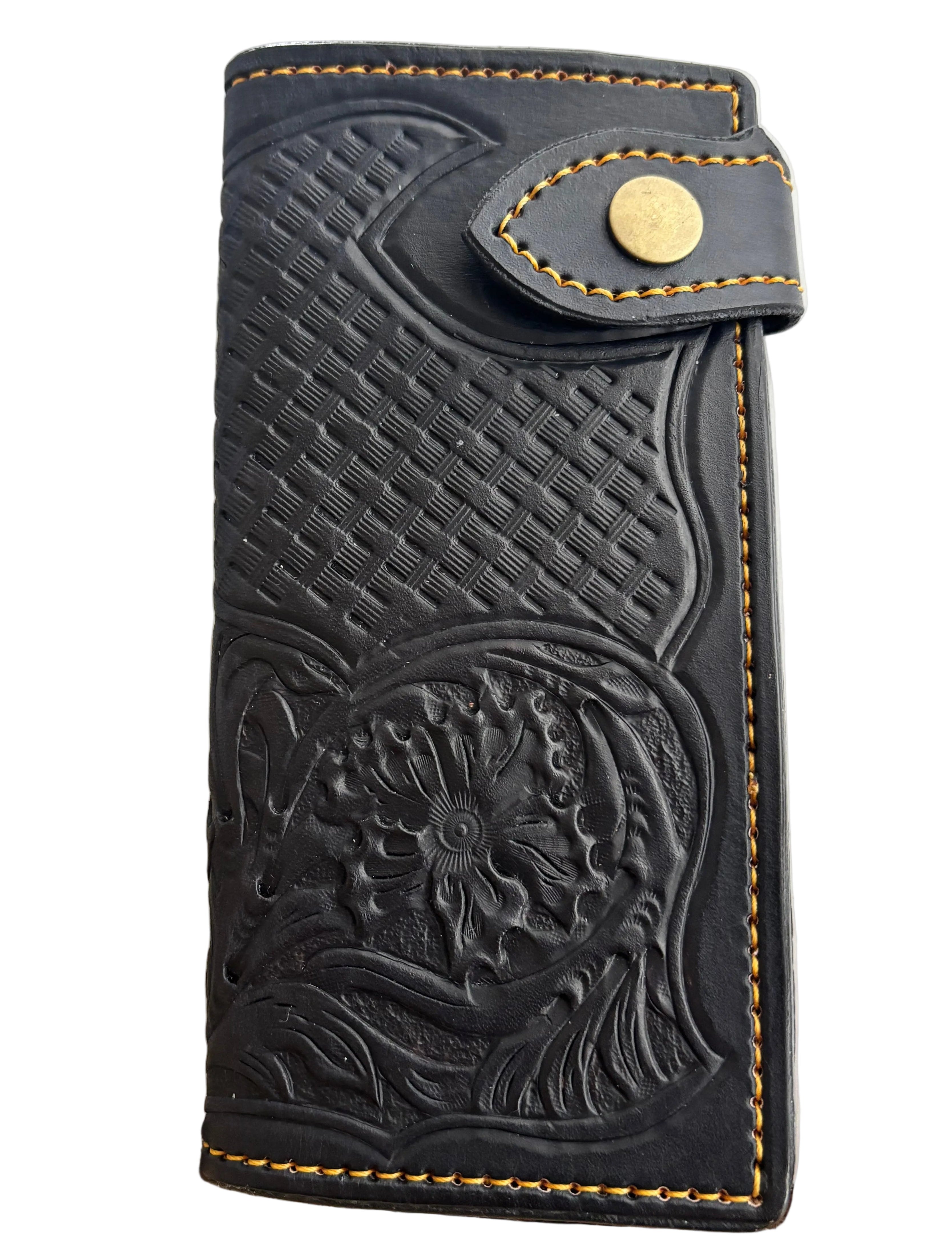 Hand tooled Leather long wallet