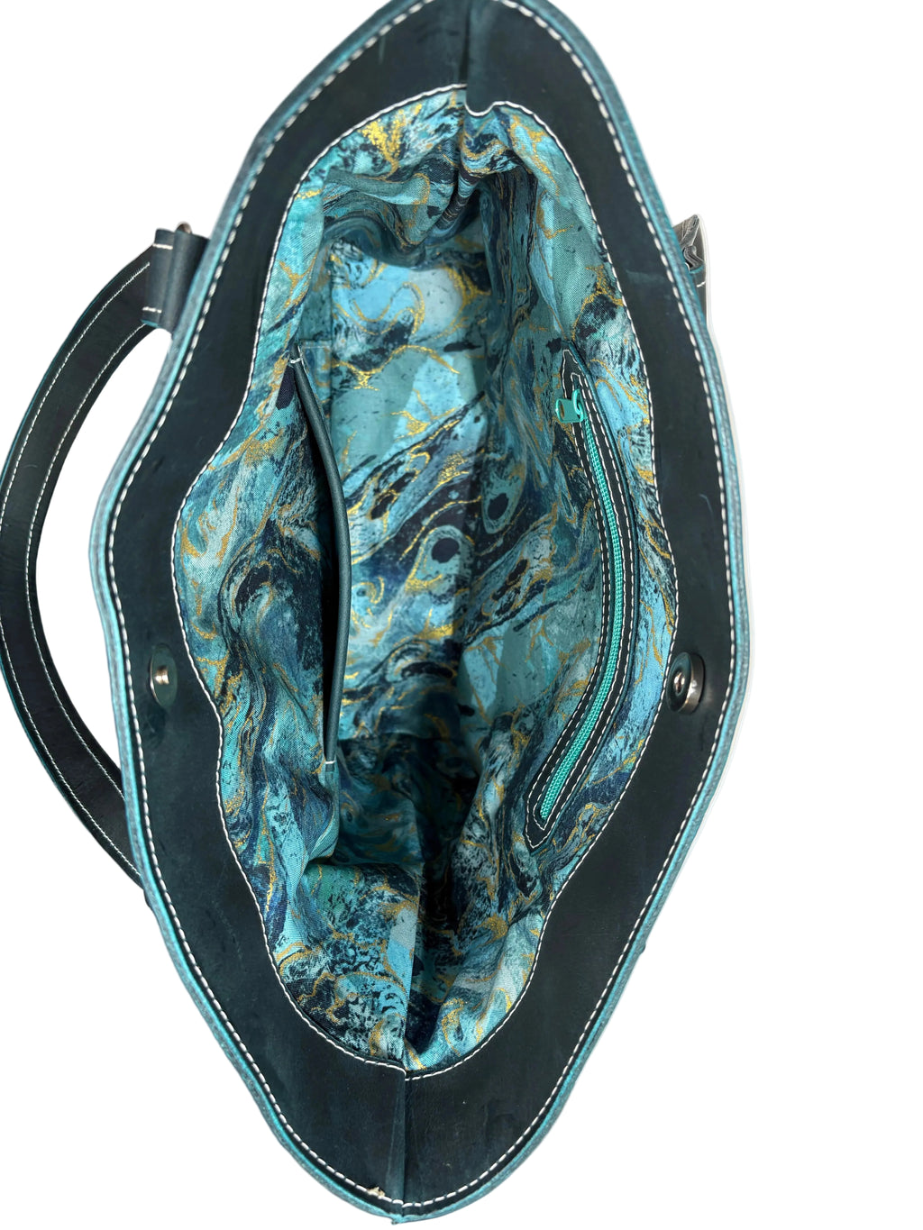 Teal Leather Tote