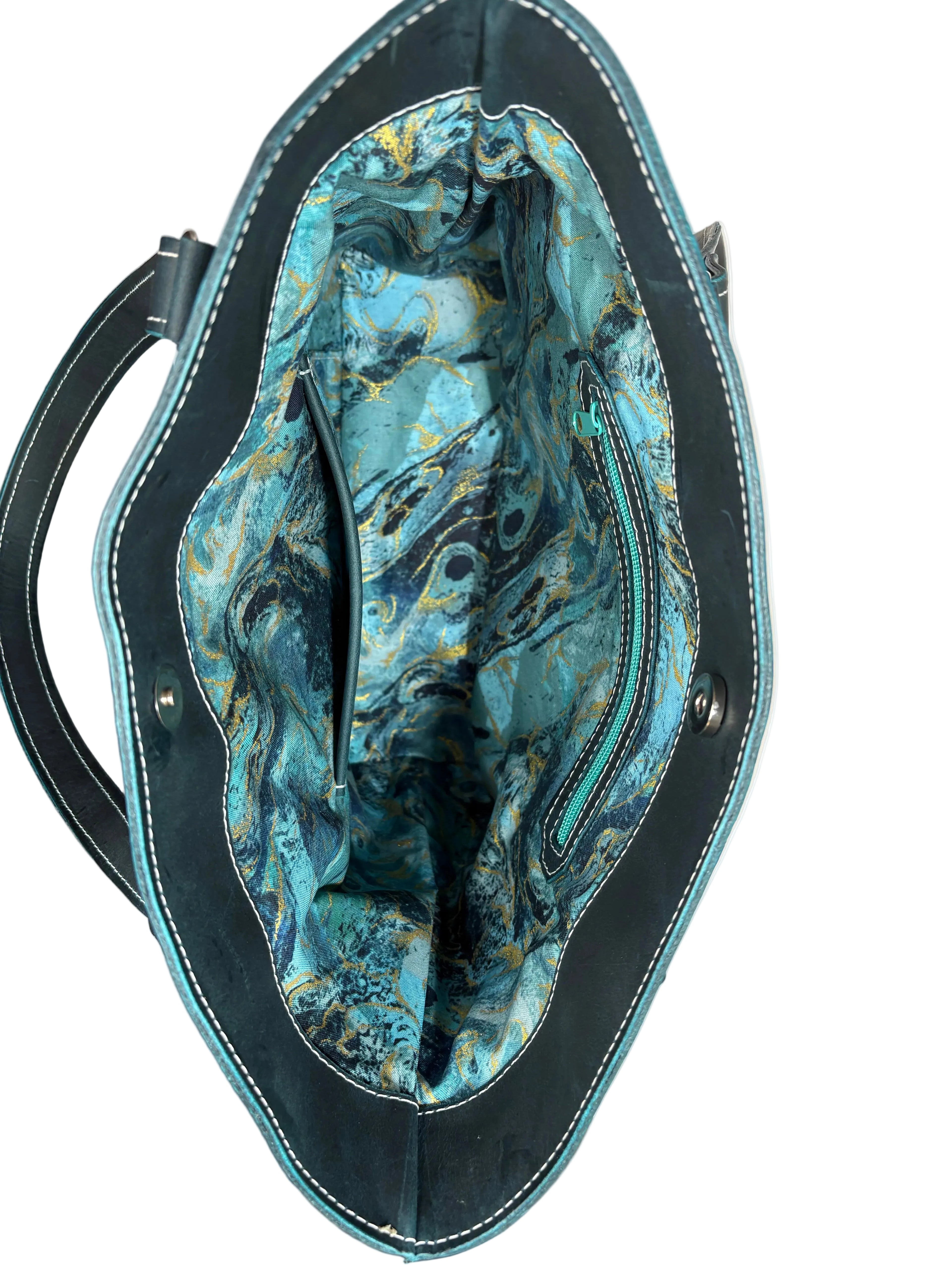 Teal Leather Tote