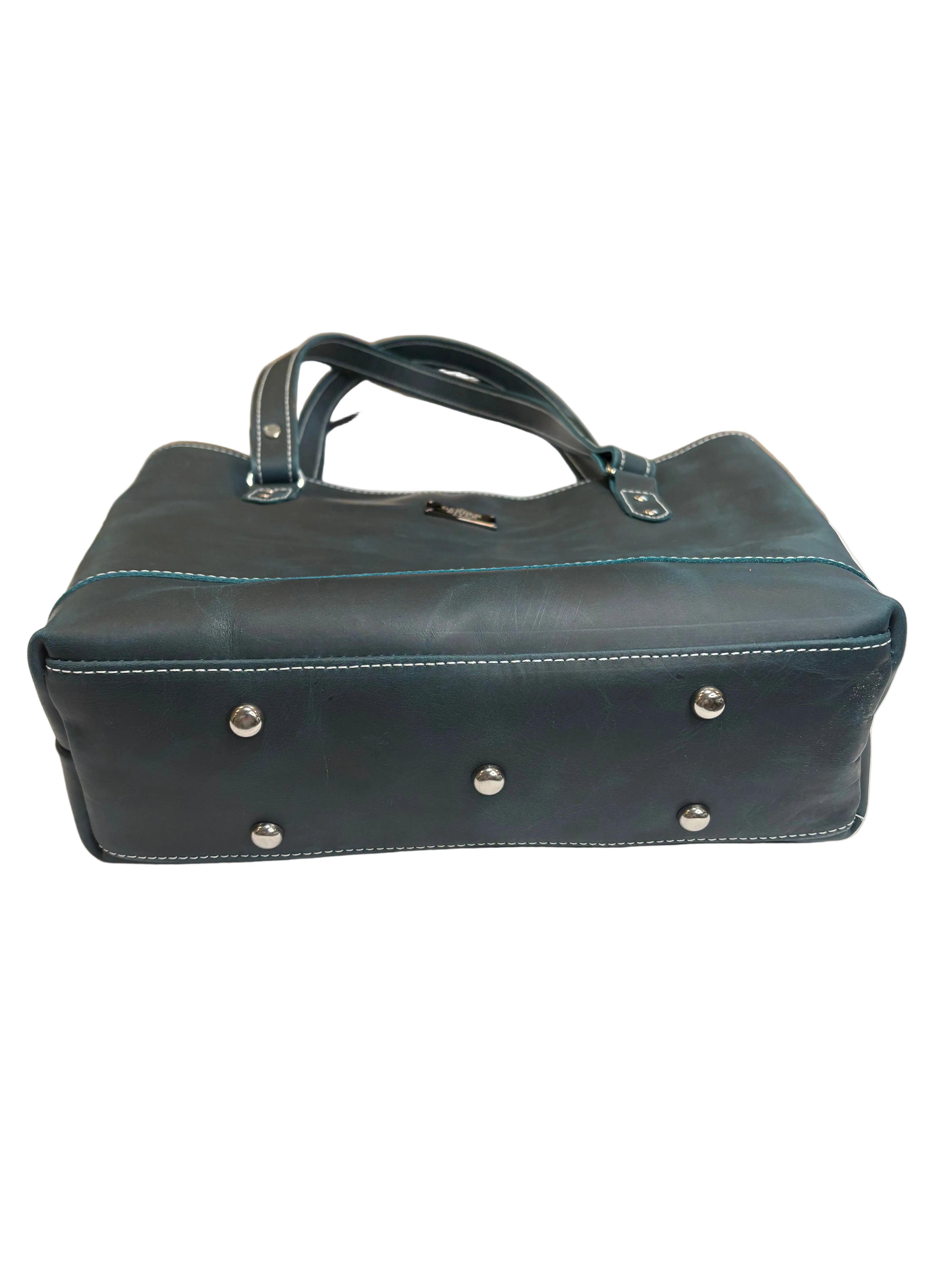 Teal Leather Tote