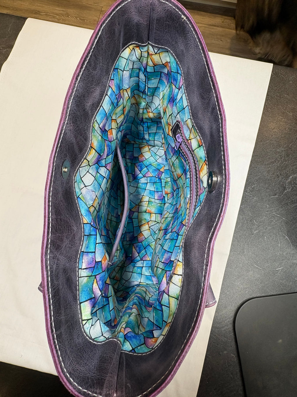 Purple Leather Tote