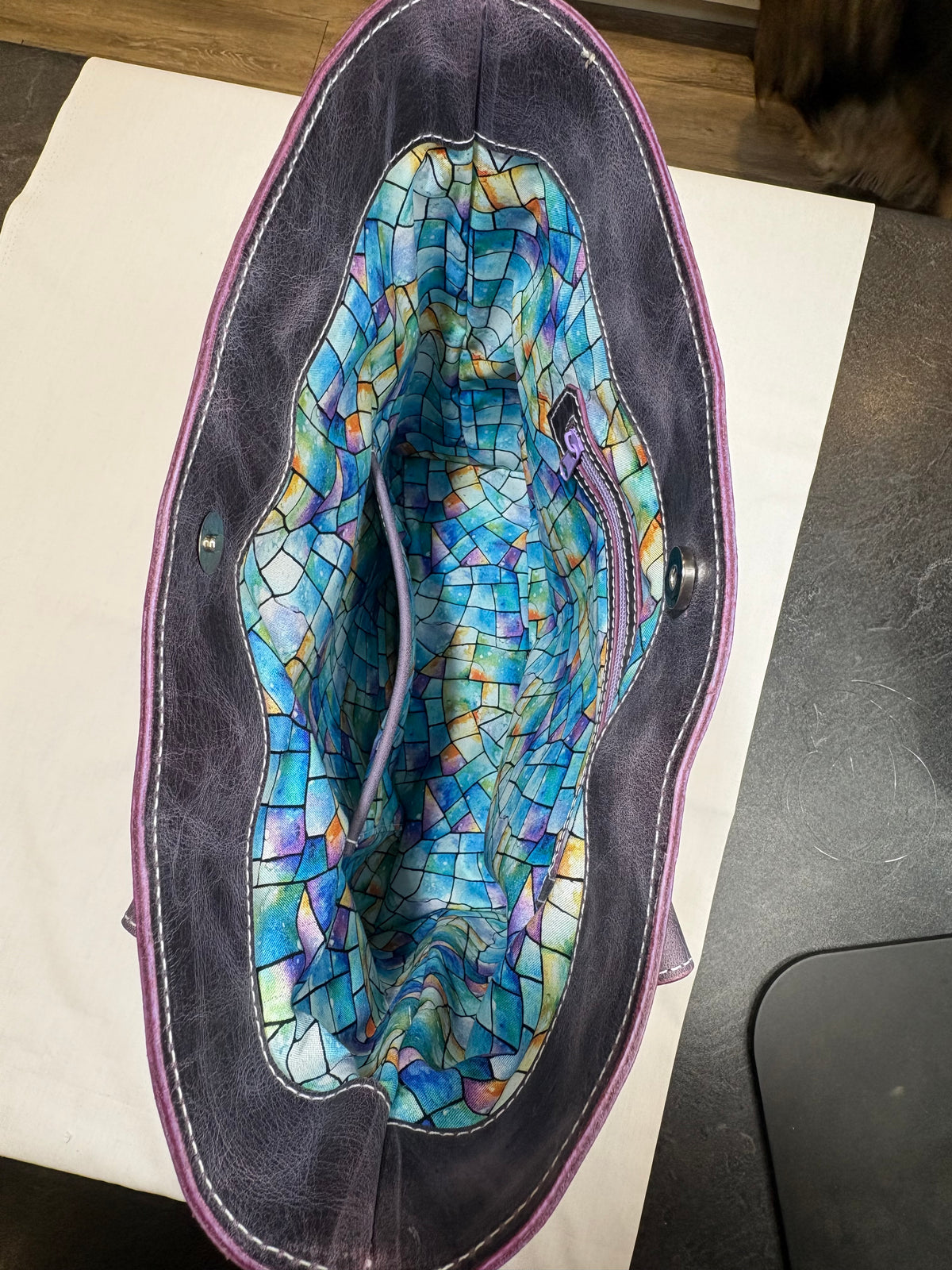 Purple Leather Tote